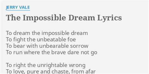 the impossible dream lyrics|the impossible dream song lyrics.